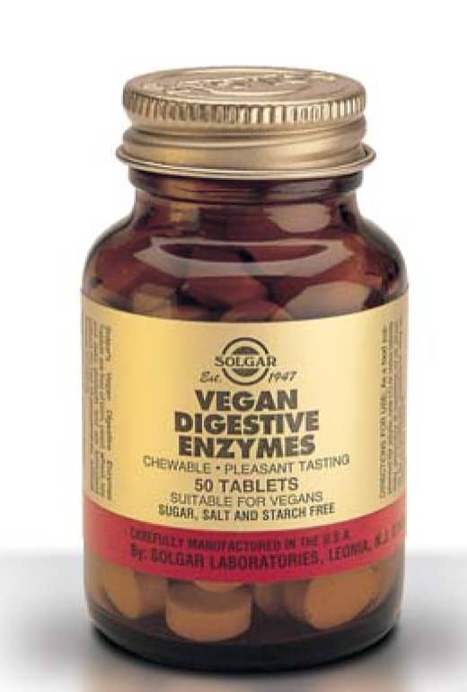 Vegan Enzimas Digestivas Comprimidos masticables Solgar