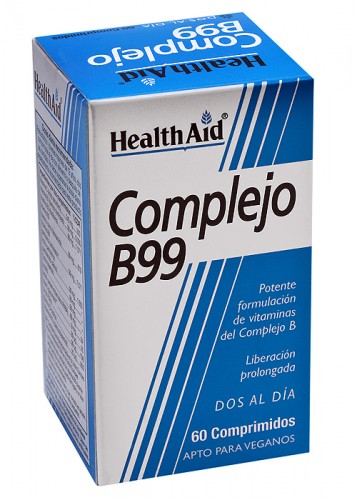 Complejo B99 60 comprimidos, Liberación prolongada con vitamina C + Hierro de HealthAid