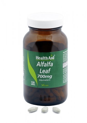 Alfalfa hoja (Medicagosativa).mgdepolvocrudodeHealthAid