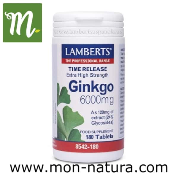 GINKGO BILOBA 6000 Alta Potencia 120mg 180comp (LAMBERTS)