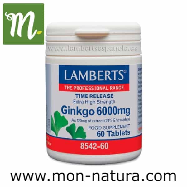 GINKGO BILOBA 6000 Alta Potencia 120mg 60comp (LAMBERTS)